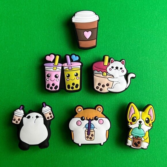 Crocs Accessories - Bubble Tea Crocs Shoe Charms Set of 6 - jibbitz Charms Boba